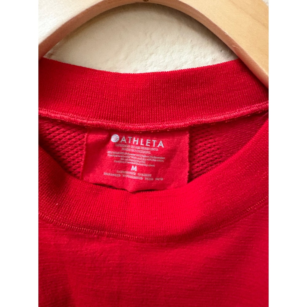 Athleta Speedlight Long Sleeve Top Red Mesh Knit Athletic Shirt Medium S/828581 - Picture 2 of 5